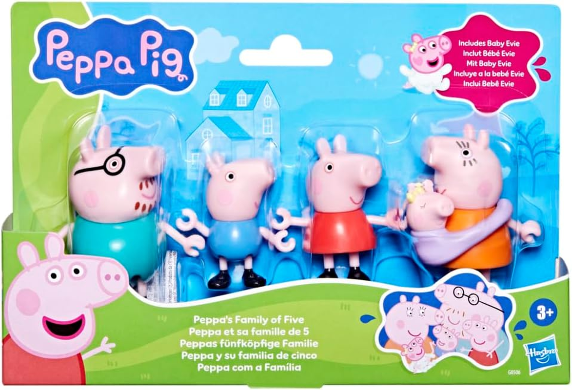 Peppa Pig Peppa'S Family of Five with Baby Evie, Poseable Figures Hold Hands, Preschool Toys for Girls and Boys 3 and Up image number 4