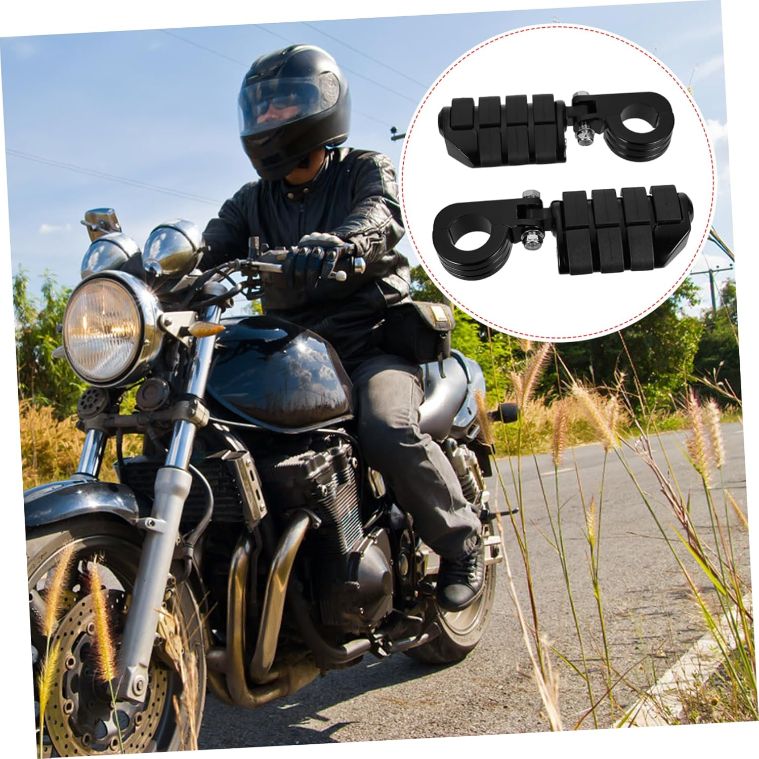 Ibasenice Guardrail Pedal Motorcycle Foot Pegs Footrest Practical Pedals Motorbike Foot Pegs for Riding Scenarios image number 3