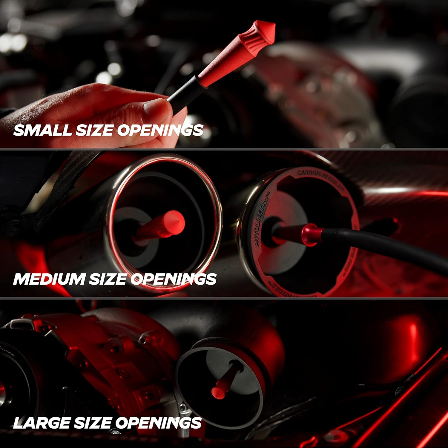 Autoline Pro Cone Plugs 2-In-1 Adapters | for Automotive Smoke Machine Leak Testing | Cone & Cap Plugs Function | Carbonnitrile&trade; | Patent Pending image number 3