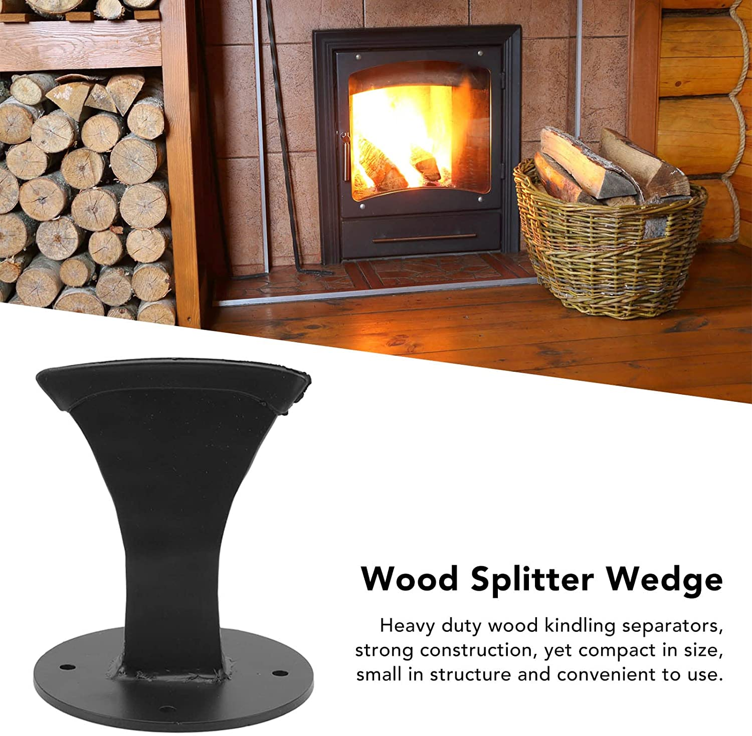 Wood Splitter, Log Splitting Tool, Wedge Heavy Duty Firewood Kindling Splitter with 4 Screws, Small Manual Log Splitter for Small Fireplace Wood Stove image number 3