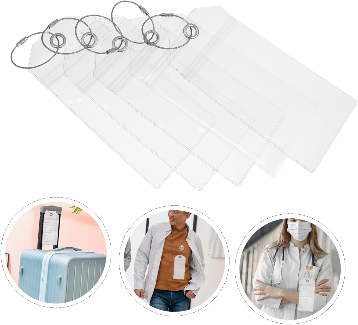 FUNNETOYU PVC Waterproof Luggage Tag Holders 5Pcs 19X9Cm Sturdy Plastic Id Badge Sleeves for Cruises and Travel Accessories image number 6