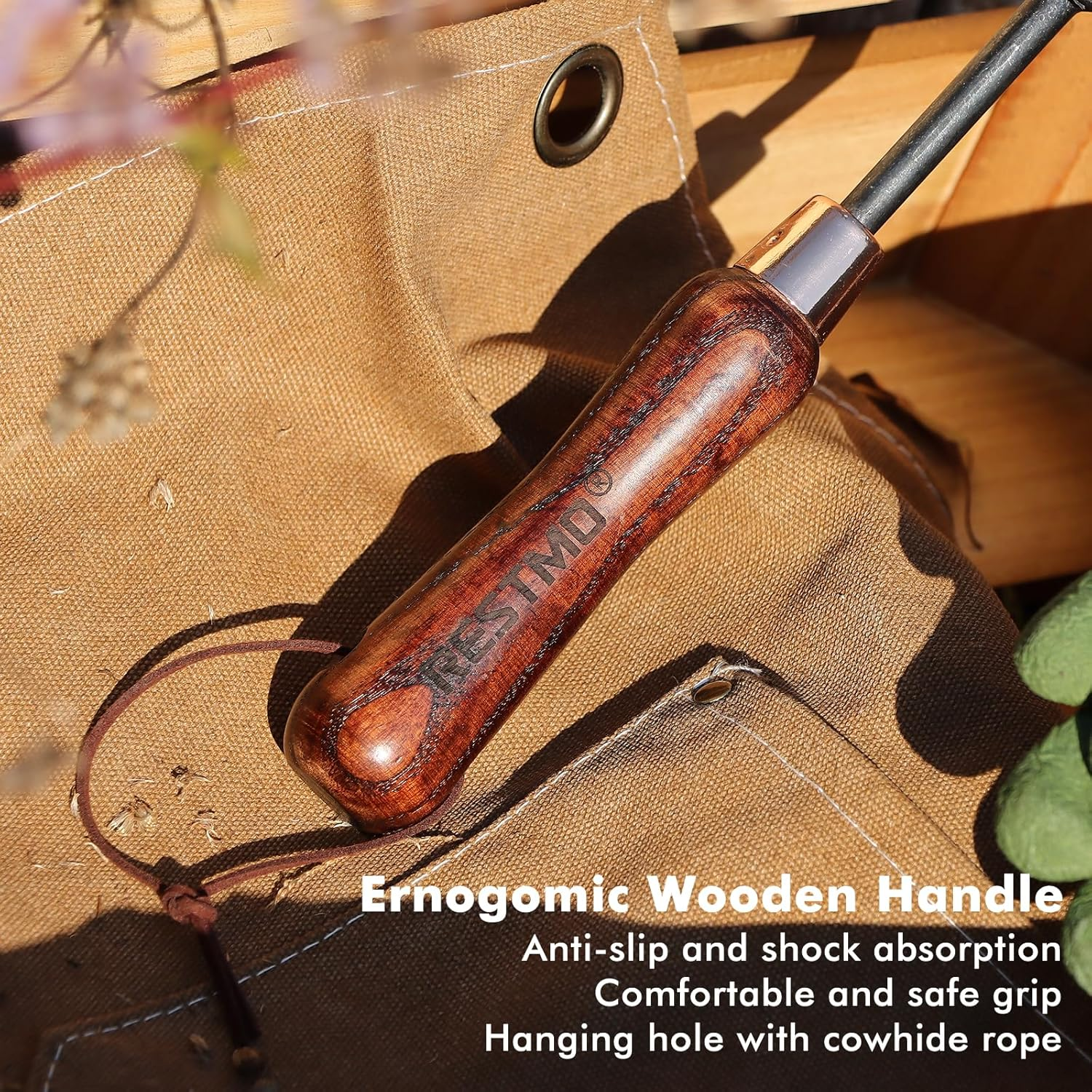 RESTMO Manual Weeder, Garden Tool, 50 Carbon Steel Weeding Tool with Comfortable Wooden Grip for Efficient Weed & Crack Cleaning in Tight Spaces and Pavement image number 2