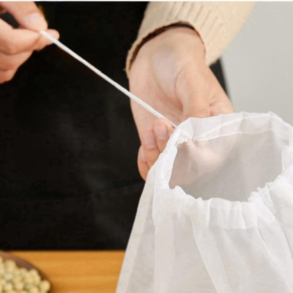 8 Pcs Nut Milk Bags, 20X30 Cm 200 Mesh Nylon Filter Strainer, Food Grade Reusable Food Strainer Bag with Drawstring for Straining Fruit Juice,Nut Milk,Doufu,Almond,Coffee,Yogurt and Soup