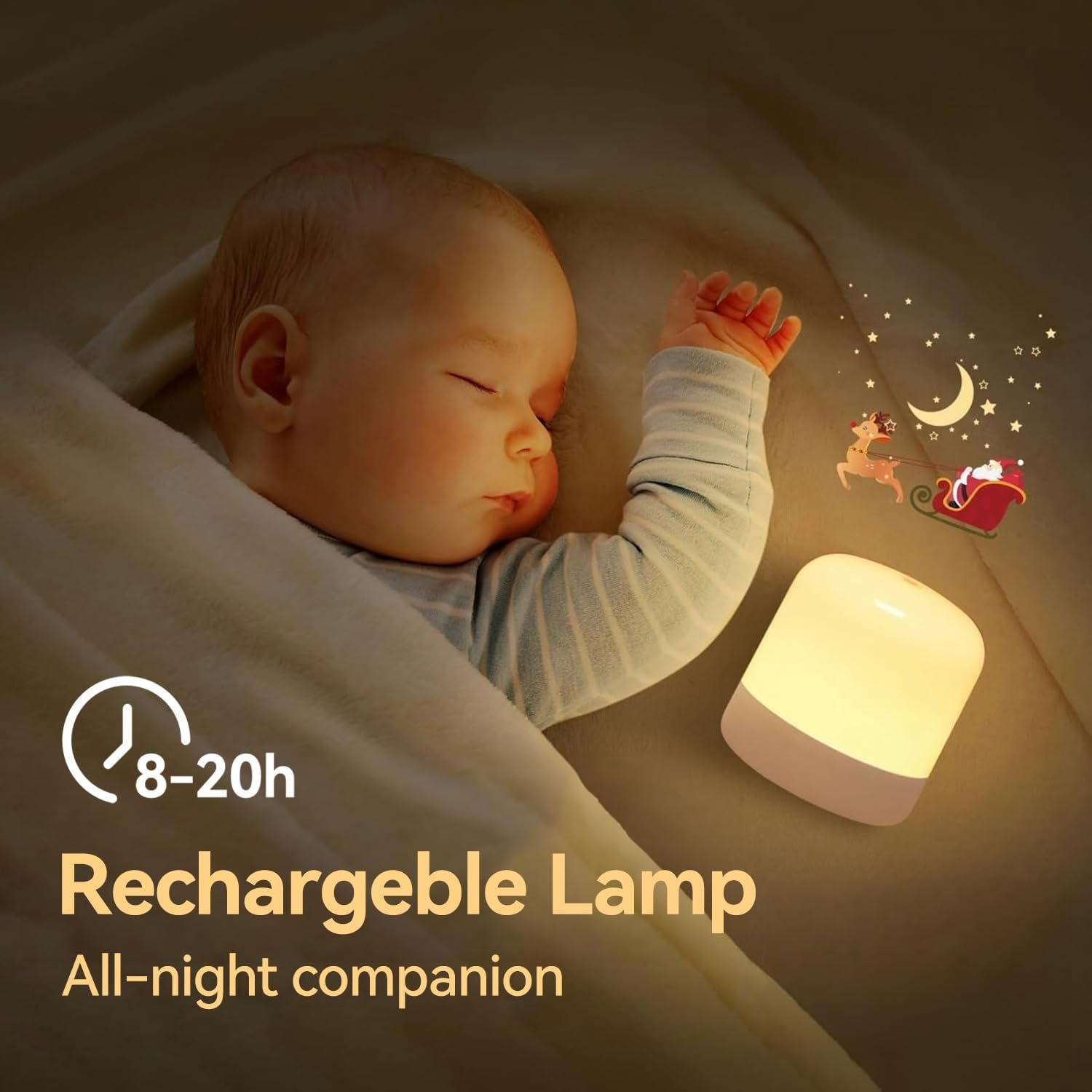 Baby Night Light for Kids 3 Lighting Modes Touch Light USB Rechargeable Lamp Portable Light for Bedroom image number 6