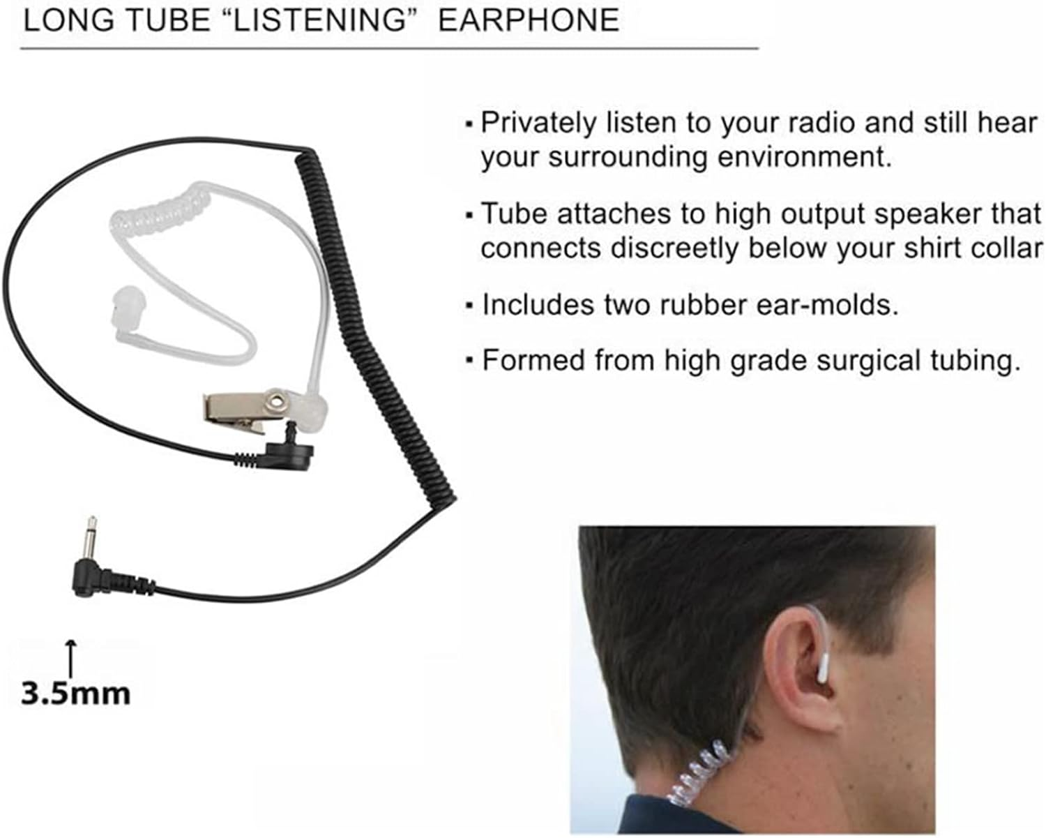 ISTOVO 4 Pcs 3.5Mm Listen Only Acoustic Tube Earpiece for APX6000 APX7000 APX4000 Headset Earphone image number 3