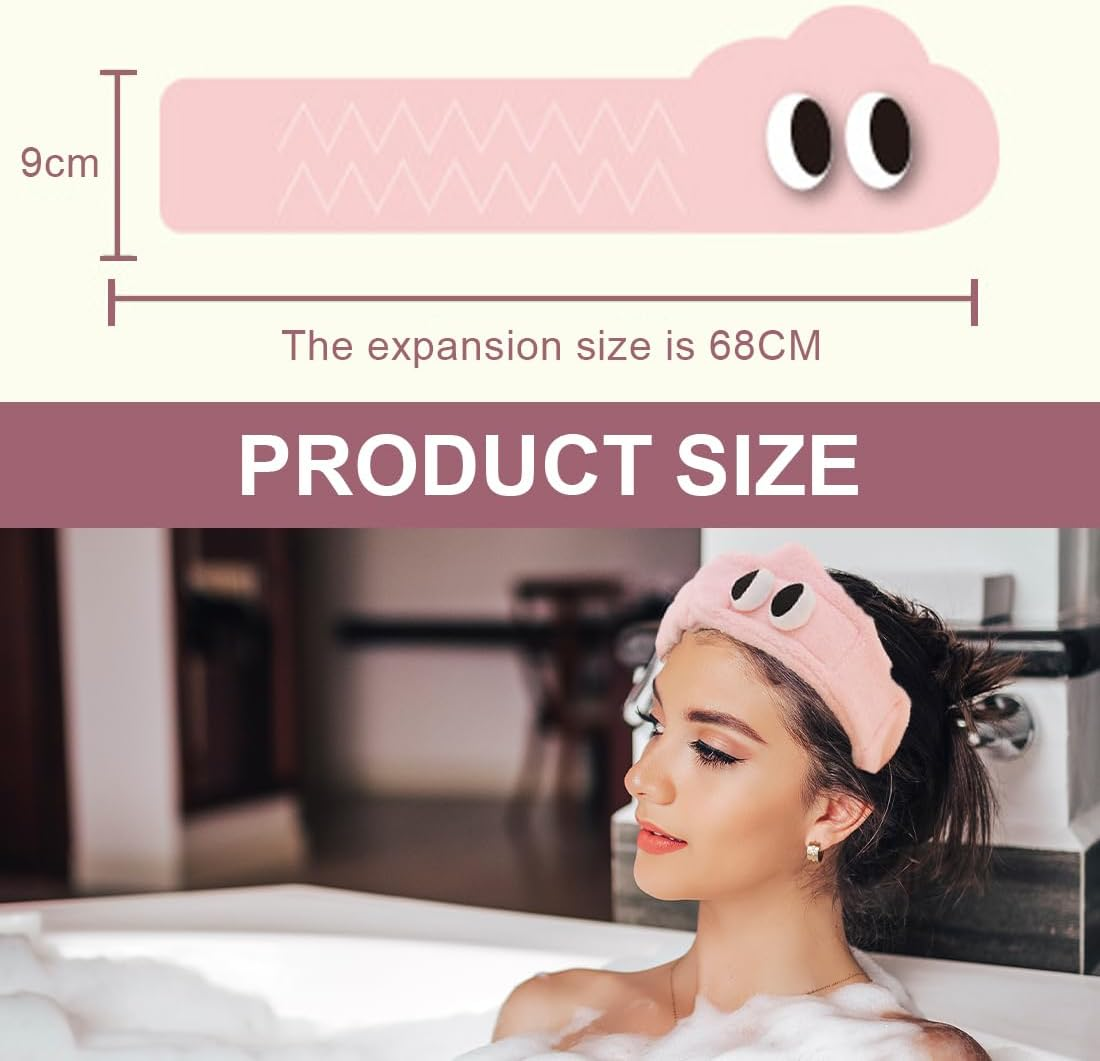 QOWIJEX Set of 3 Hair Band Cosmetic with Wrist Set Face Headband Wrist Wash Bands Set Soft Makeup Hair Band Elastic Wrist Sweatband for Women Girls (Pink) image number 2