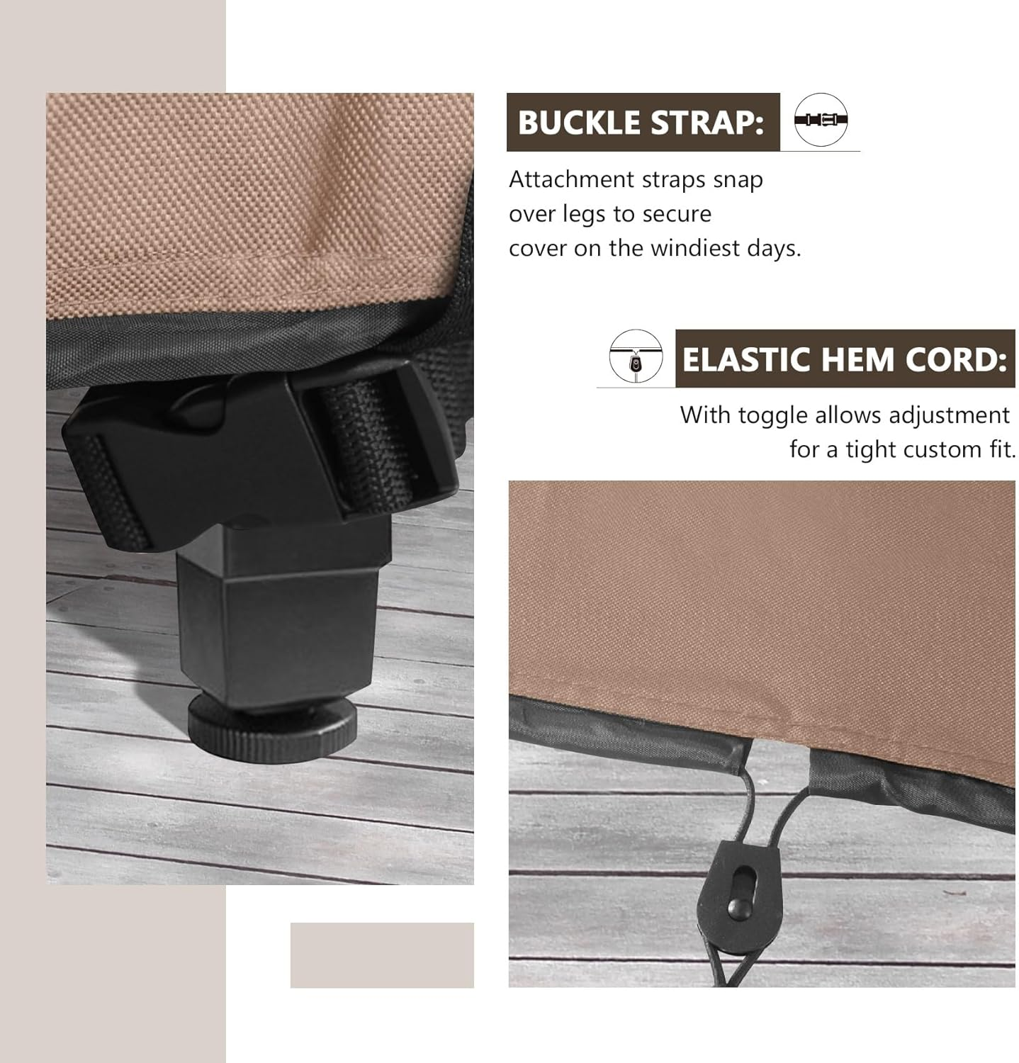 Square/Round Patio Heavy Duty Table Cover 600D Tough Canvas 100% Waterproof & Uv-Resistant Outdoor Dining Table Chair Set Cover 94 Inch image number 4