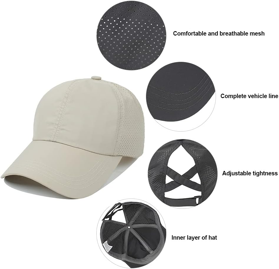 FASHIXD Ponytail Baseball Cap for Women Mesh Quick Dry Baseball Hat with Ponytail Hole image number 4