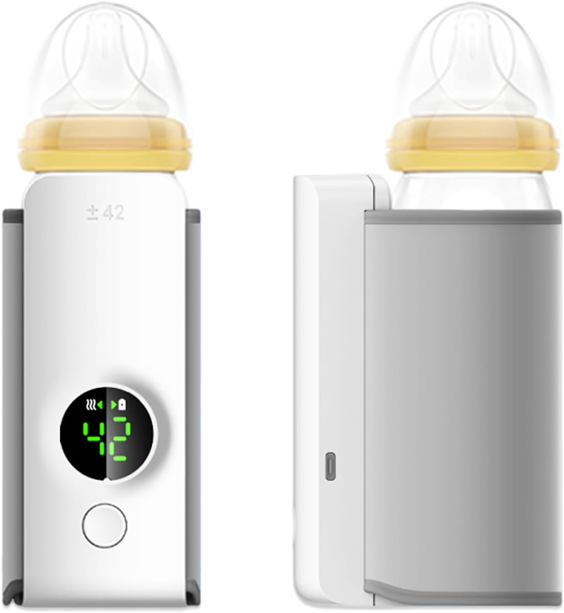 Portable Bottle Warmer for Travel, Rechargeable Baby Bottle Warmer Wireless Portable Infant Milk Warmer, 6000Mah Battery Powered, Temperature Digital Display image number 4