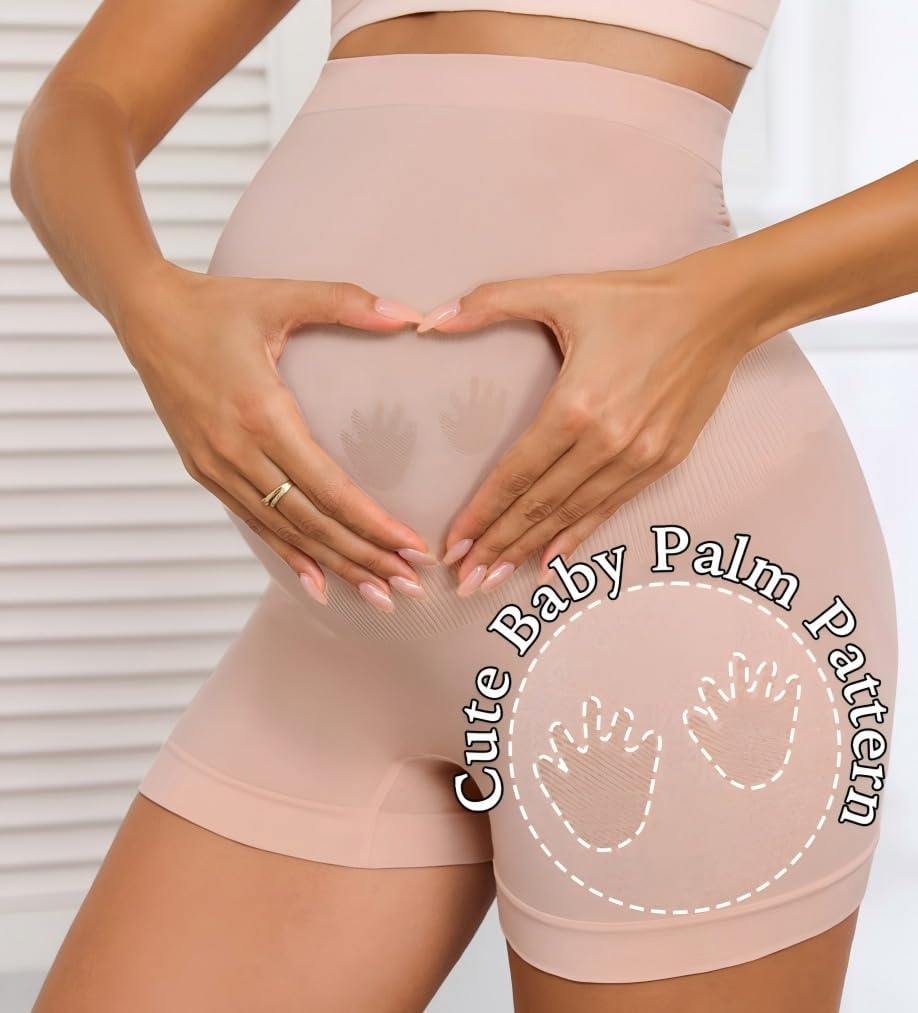 Maternity Shapewear for under Dresses Seamless Pregnancy Shorts over the Bump Maternity Underwear Belly Support 4-Pack image number 1