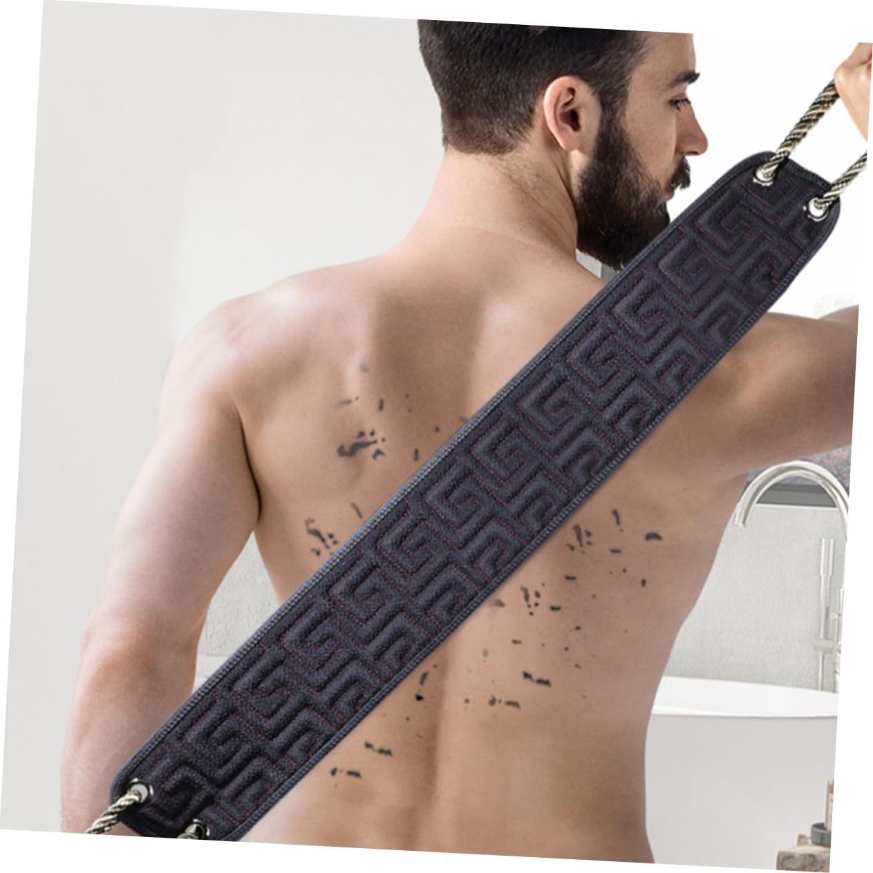 Yardenfun Back Scratcher for Shower Long Dual Sided Bath Brush Exfoliating Loofah Body Sponge Black for Elderly Disabled for Knee Joint Cleaning image number 2