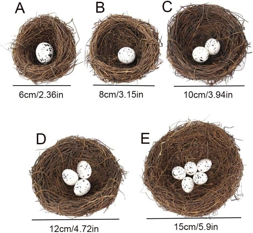 Artificial Bird Nest, Bird Nest with Artificial Bird Eggs, Bird Nest for Cage,Country Style Simulation Twig Bird Nest for Handmade Easter Rattan Nest Easter Supplies Nests Birdcage Accessories