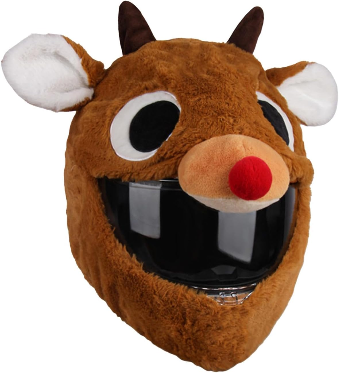 Generic Helmet Cover Sleeve Cartoon Reindeer Shaped Plush Adorable for Full Face Helmets Men and Women Motorbike Funny Helmet Cover image number 4