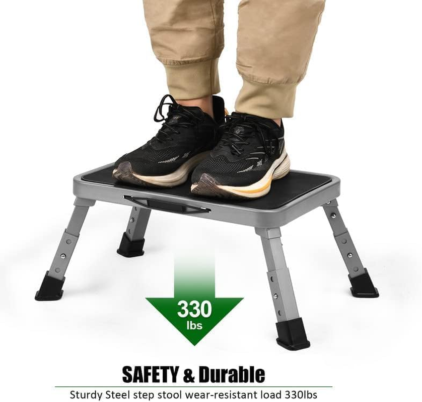 3 Levels Adjustable Folding Step Stool, Adjustable Step Stool with a Non-Slip Platform, Step Ladder with Thick Rubber Feet for Adults or Children in Kitchen, Bedroom, Office, Rv, 330 Lbs Capacity image number 5