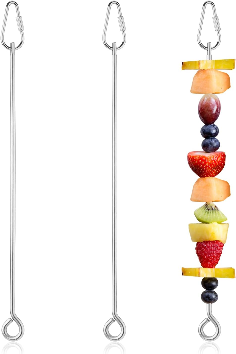 3Pcs Parrot Fruit Skewer, Stainless Steel Bird Vegetable Skewer with Hook Bird Food Holder Cage Food Stick Feeder Skewer Parrot Foraging Toy for Budgies, Parakeets, Macaws image number 6