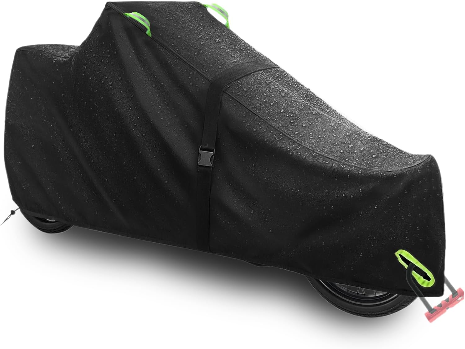 UUT Cargo Bike Cover &ndash; 420D Oxford Fabric, Waterproof & Uv-Resistant,Front Buckle + Cross Straps for Windproof Protection &ndash; Reflective Handle & 2 Bonus Tie-Down Straps &ndash; Fits Most Cargo Bike Models image number 1