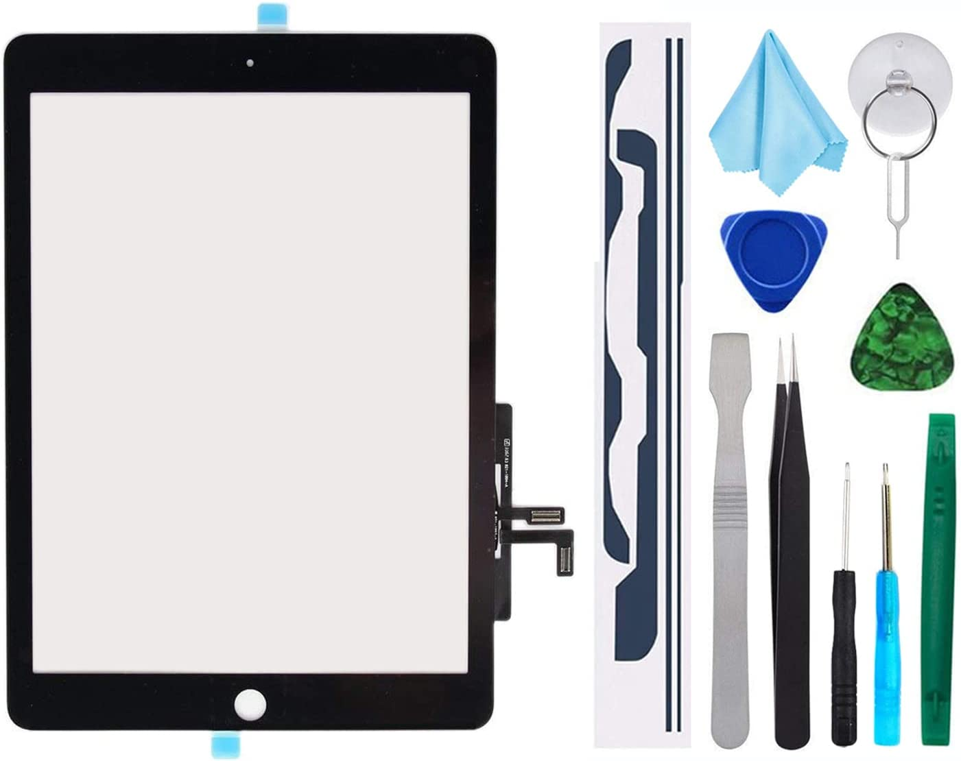 White Digitizer Repair Kit for 2017 Ipad 9.7(A1822, A1823)/ Ipad 5 Ipad Air 1St Touch Screen Digitizer (Without Home Button) with Tools + Preinstalled Adhesive