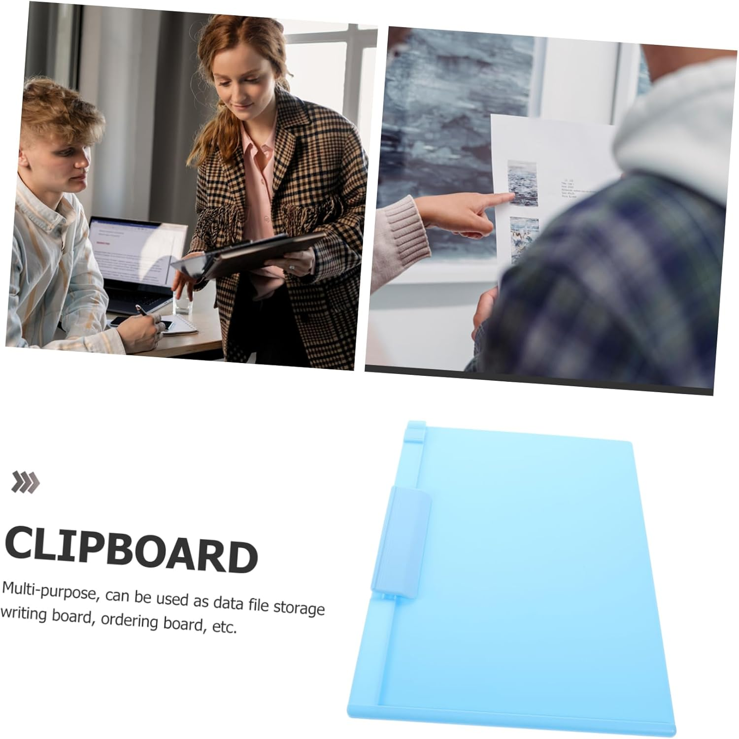 Ciieeo Multi-Function Clipboard Writing Board Portable Document Clip for Office Classroom Use Stylish Storage Design for Easy Organization of Important Files - Sky-Blue image number 3
