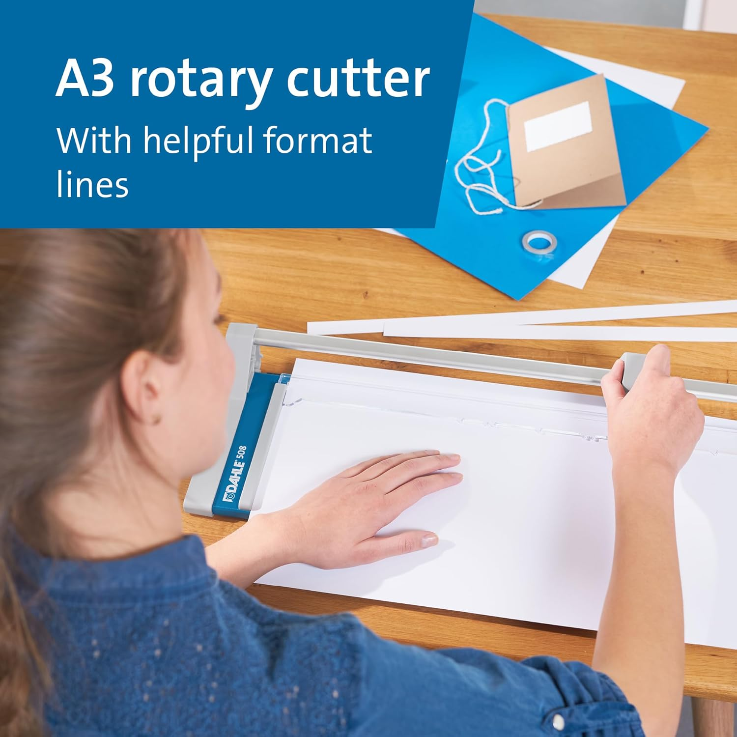 Dahle 508 Rotary Trimmer 2020 Model (Cutting Performance up to 6 Sheets/Din A3) Blue image number 6