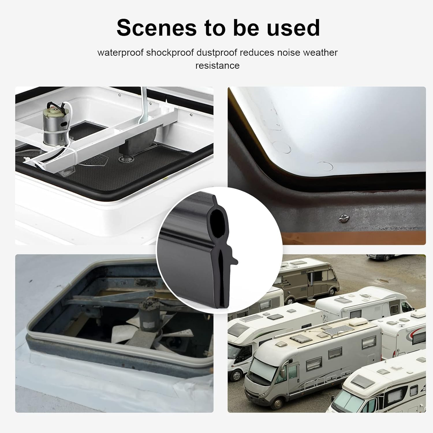 SZKXMJ Rv Roof Vent Seal Vinyl Seal Rv Sealfor Ventline, Hengs and Camco Roof Vents (59INCH, Black) image number 3