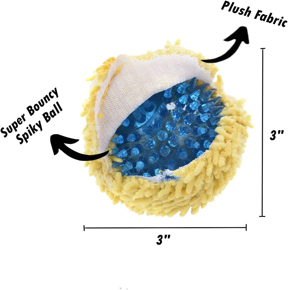 Hugsmart Pet &ndash; Spiky Monster Dog Balls (3-Pack) | Plush Squeaky Ball for Dogs, Small, Medium Breeds ｜No Stuffing, Interactive Fetch, Squeaky Dog Toys for Aggressive Chewers, Designed in Canada image number 4