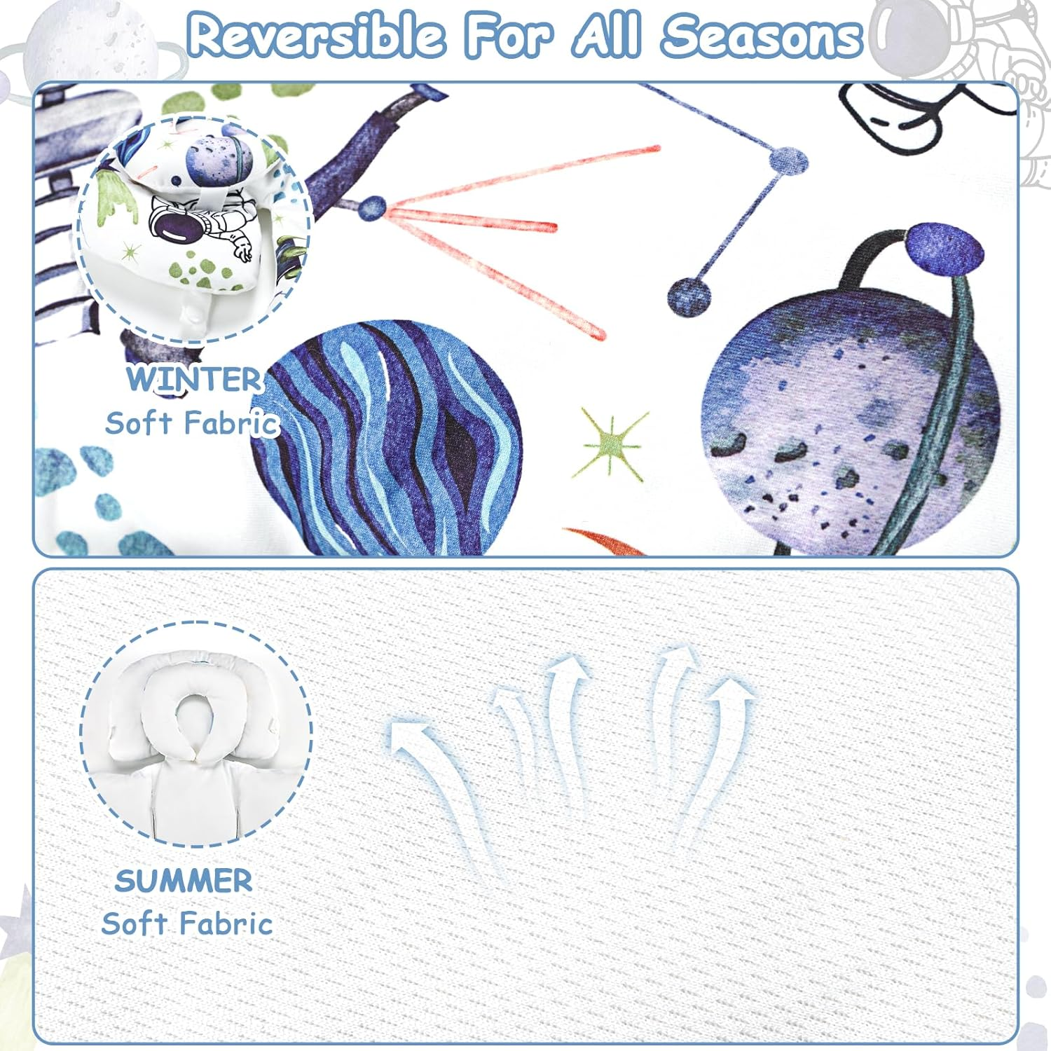 TANOFAR Infant Car Seat Insert for Preemies & Newborns, Baby Car Seat Insert with Removable Head Support, Universal Head and Body Support Pad for Car Seat, Stroller & Swing(Space)