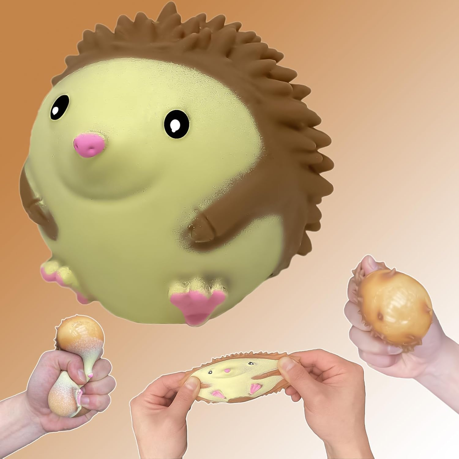 Hedgehog Squishy Stress Balls for Kids and Adults, Stretchy Stress Relief Ball Squeeze Toys, Soft Dough Balls, Squeeze Ball Squishy Toys for Party Favors Birthday Gifts, Easter Basket Stuffers image number 3