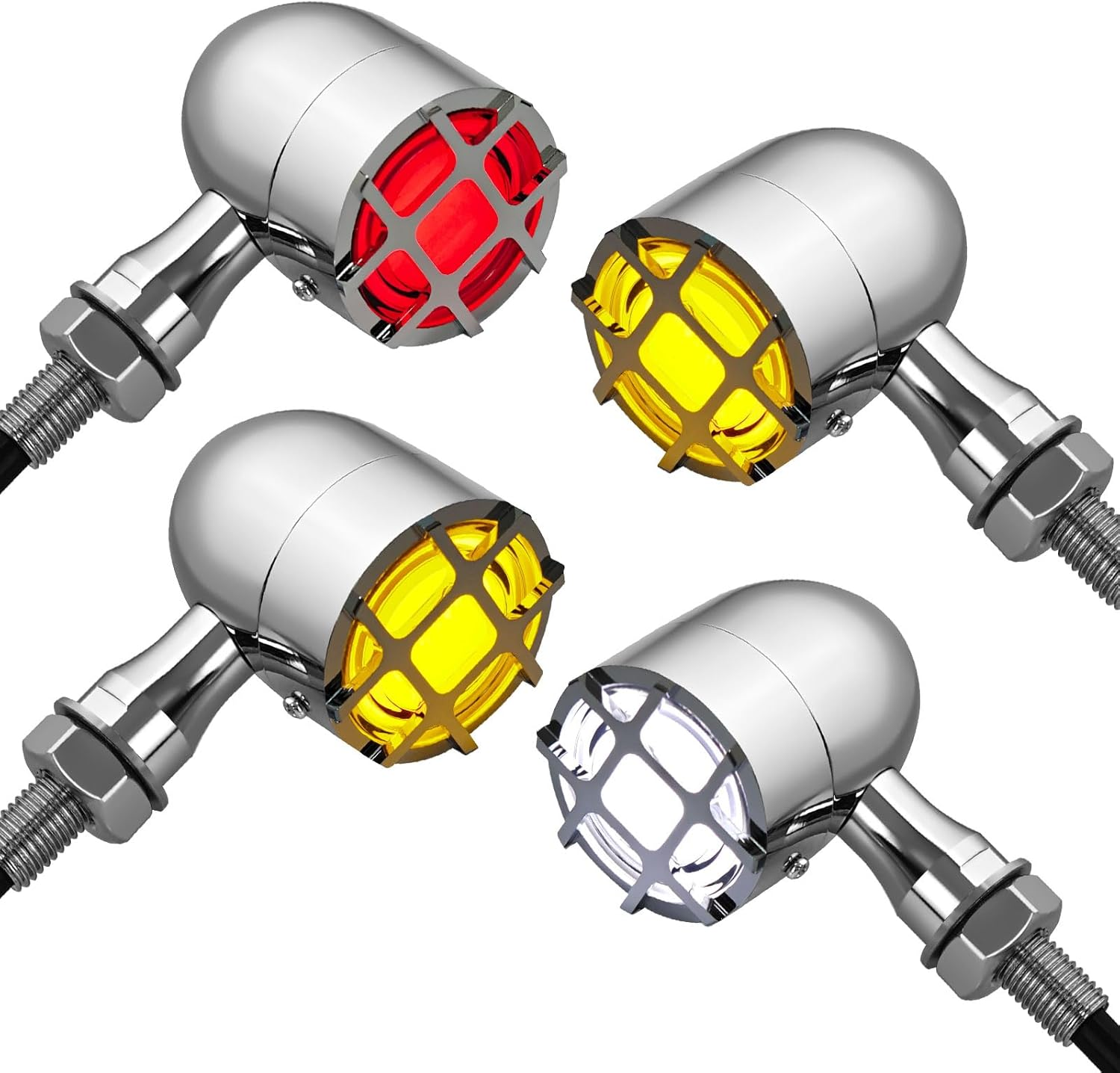 FATECIM 4X Motorcycle LED Rear Front Turn Signals Bullet Tail Lights Running Brake Stop Lights Motorbike Taillights Blinkers Indicators for Bobber Harley Honda Yamaha Suzuki Kawasaki Chopper Chrome image number 4