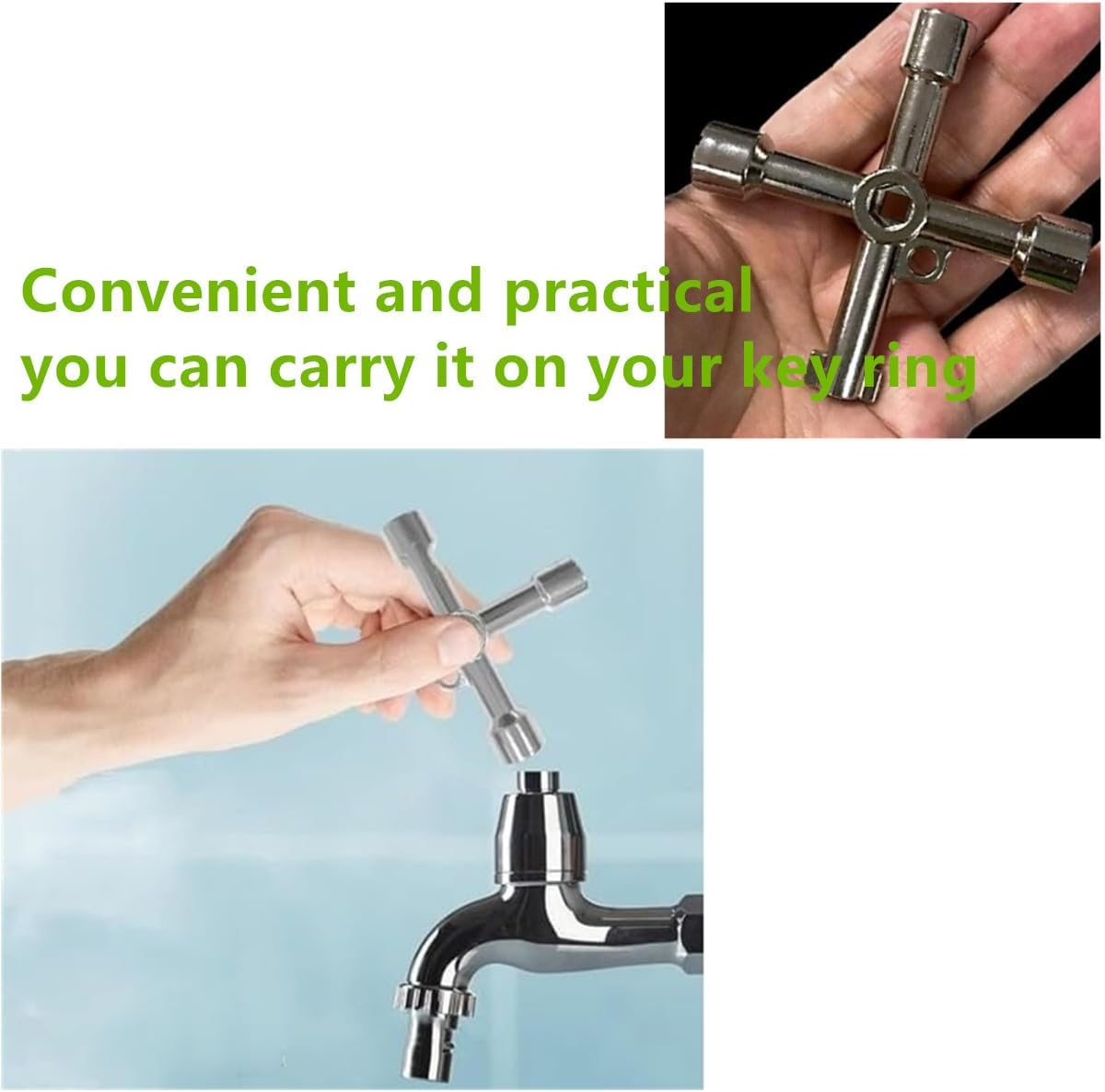 2 Pcs 4-Way Multi-Functional Utilities Keys, Plumbing Key Wrench, Electric Cabinet Key,Plumber Opening Tool(Silver) image number 4