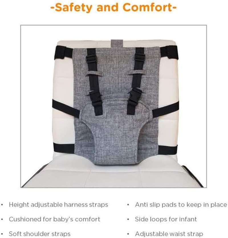 Portable High Chair, Travel High Chair for Toddlers with Adjustable Straps to Fit Most Chair, Travel Easy High Booster Seat Cover for Infant Eating Feeding