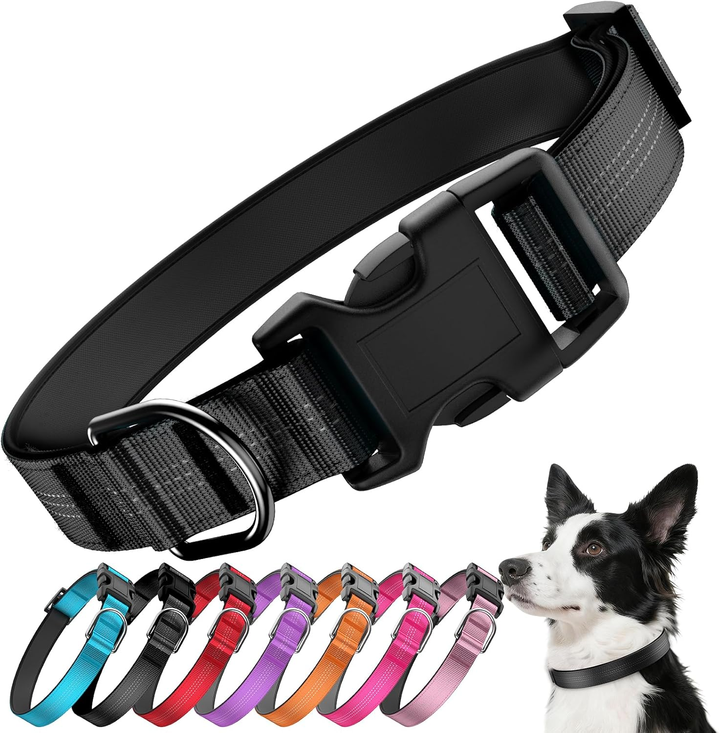 Reflective Air Tag Dog Collar - 100% Waterproof Dog Collar Airtag Holder | Extra-Durable, Soft Padded Airtag Dog Collars for Small Medium Large Dogs