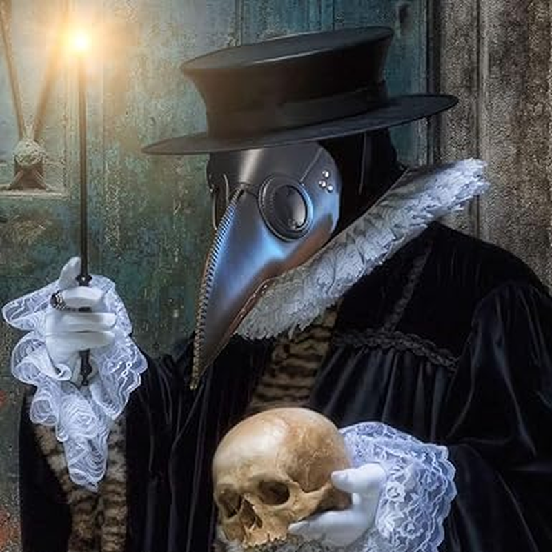 Bird Beak Mask - Latex Long Nose Cosplay Steampunk Scary Mask for Halloween Costume (Black, Pack of 1) image number 6