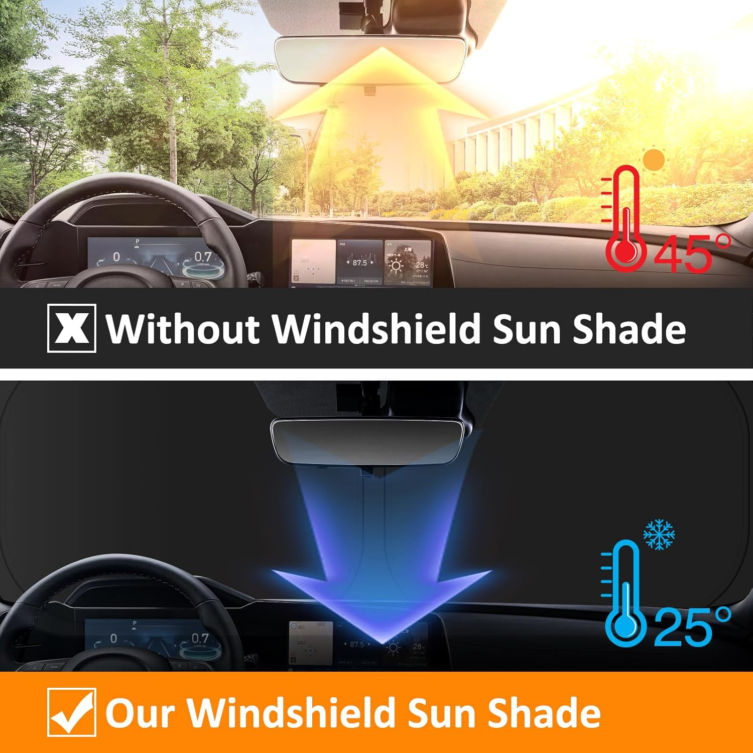 For Jeep Wrangler JL JLU 2018-2025 / Gladiator 2020-2025 Sunshade, Car Front Window Covers Sun Visor Protector, Foldable Blocks UV Rays Windshield Sun Shade for Jeep Wrangler Gladiator Accessories image number 5