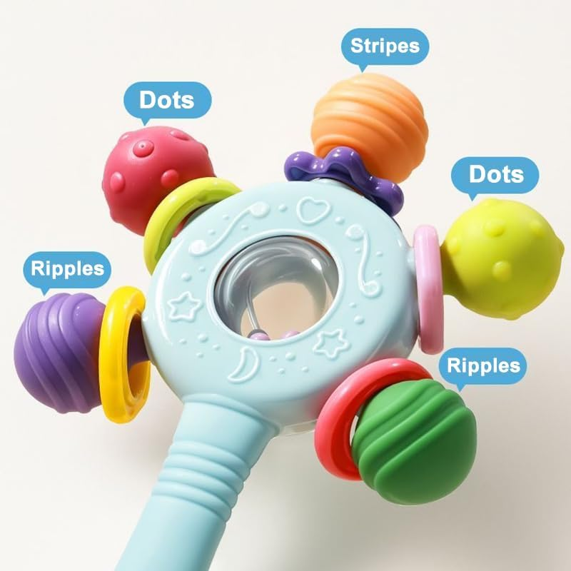 Baby Montessori Sensory Toys for 0-6 6-12 Months, Baby Teether Teething Toy for Babies 0 3 6 9 12 18 Months, Newborn Infant Learning Developmental Toys Gifts for 1 2 Year Old Boys Girls (Blue) - Pink image number 4