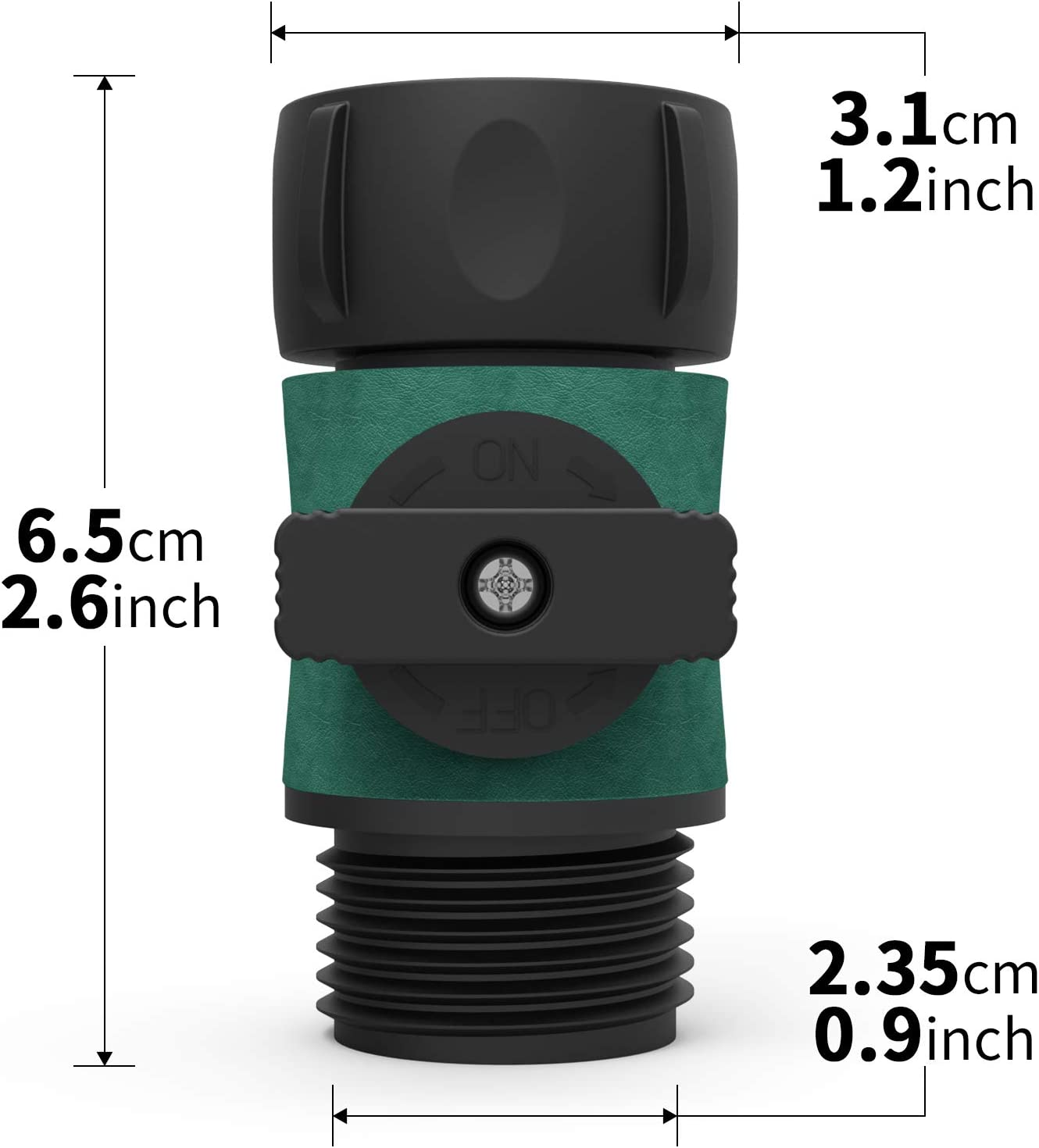 Garden Hose Shut off Valve, 3/4" US Garden Hose Thread, 4 Pack + 8 Rubber Washers, Black ABS Plastic Ball Valve