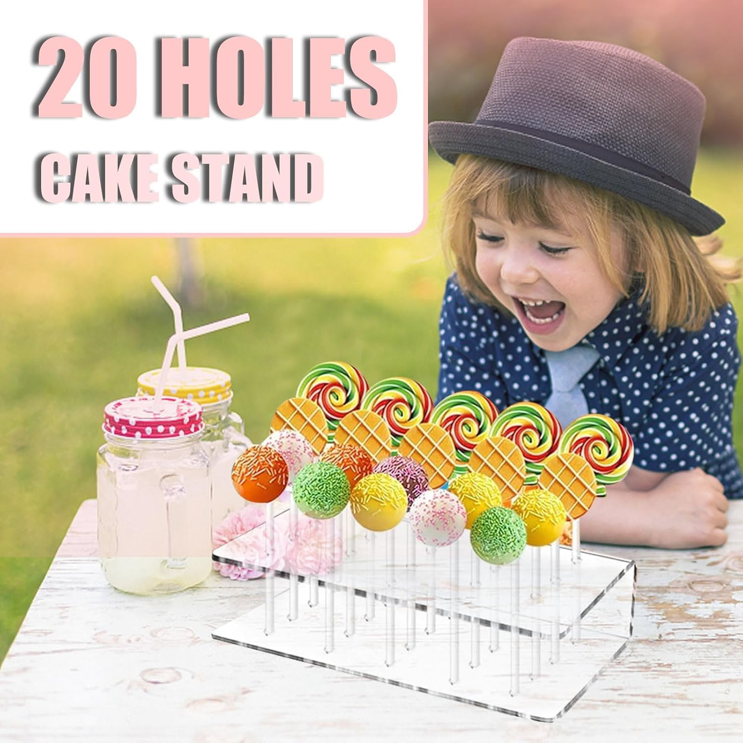2 Pcs Cake Pop Holder,20Holes Clear Cake Pop Stands Dessert Table Display Set, for Wedding Baby Shower Birthday Partypractical and Fashion Christmas Deco image number 5