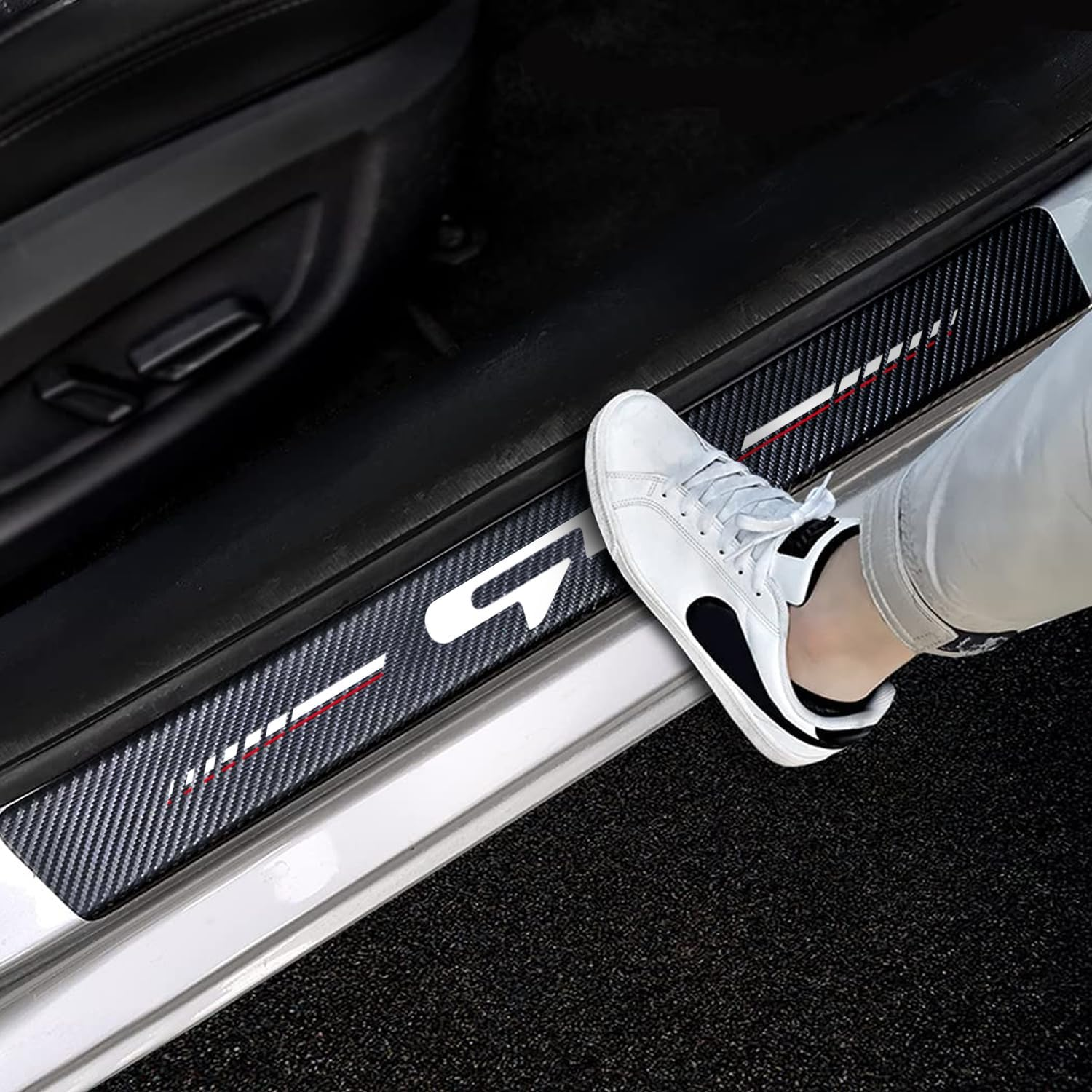 Annloysky 4Pcs Door Sill Plate Protectors for Kia K3 Forte Cerato 2021-2024 GT, Carbon Fiber Leather Stickers, Car Accessories for KIA Forte GT Owners - Door Sill-Civic image number 5