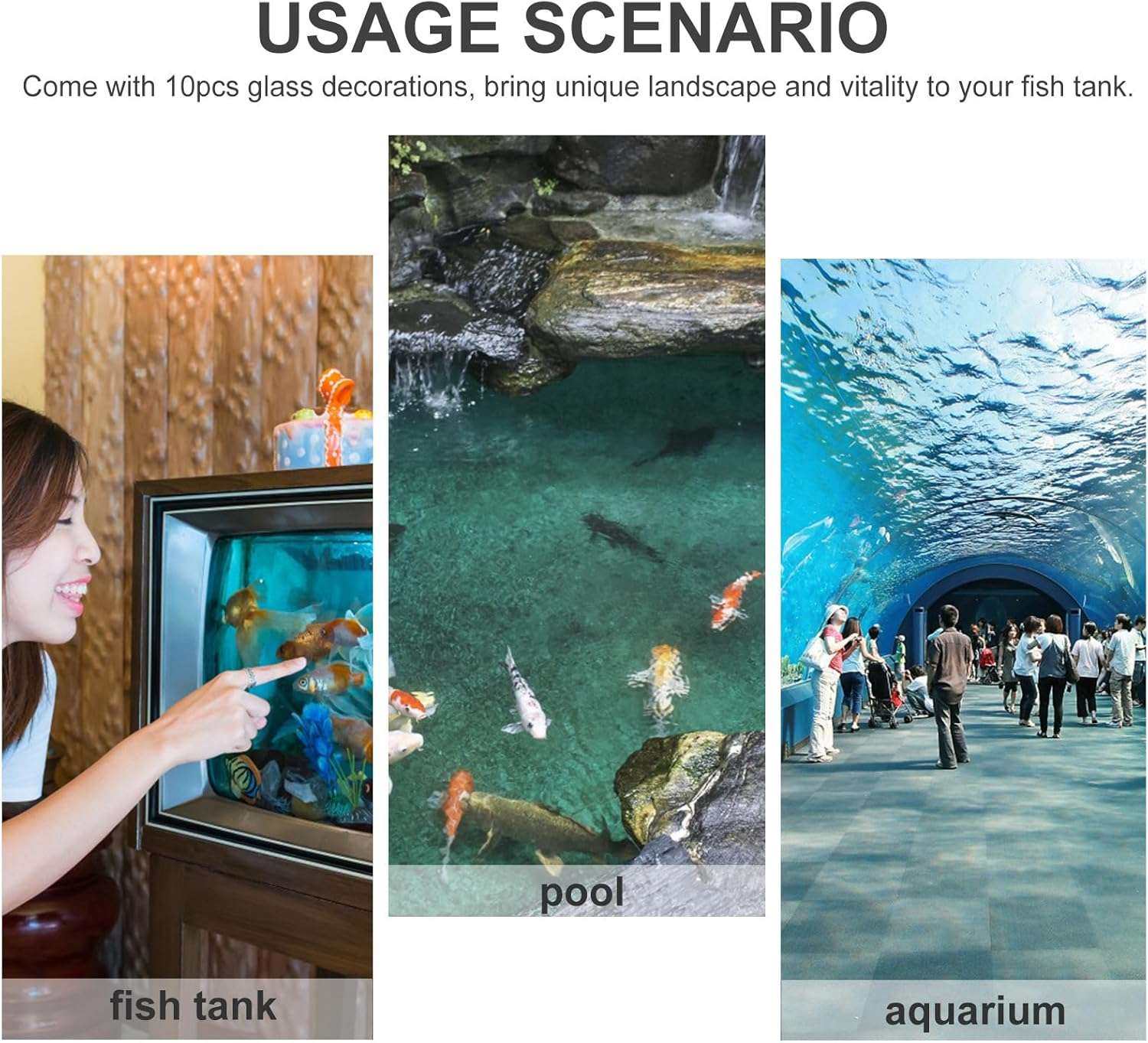 10Pcs Glass Aquarium Ornament Set Fish Tank Landscape Decoration Micro Floating Figurines for Home and Aquarium Pet Supplies image number 2