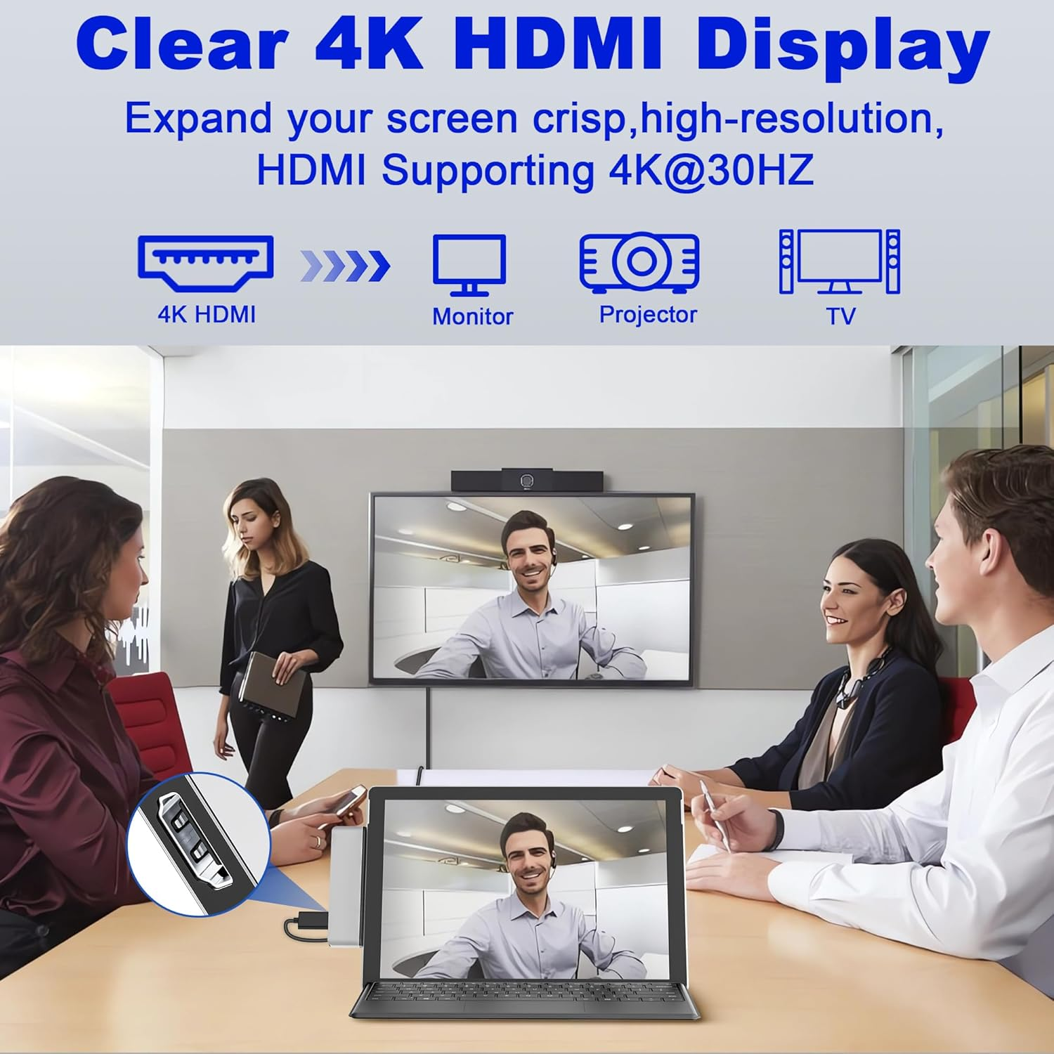 Surface Pro 11 USB C Adapter, USB C Hub for Surface Pro 9/11/10/X with 4K HDMI, Thunerbolt 4 (8K Video+Data+100W PD), 2*USB 3.0, 3.5Mm Audio, SD/TF image number 2