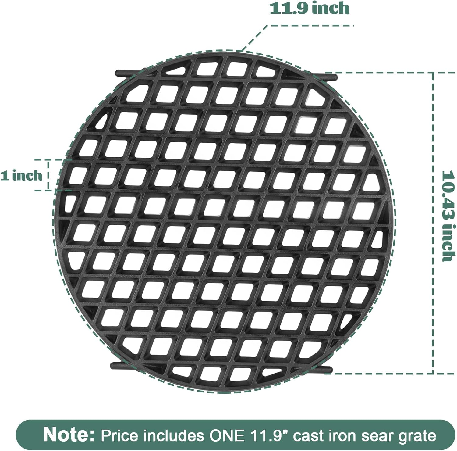 Mydracas Cast Iron Sear Grate for Weber 8834 Gourmet BBQ System 22.5" Weber Charcoal Grills,12-Inch Diameter Pre-Seasoned image number 2