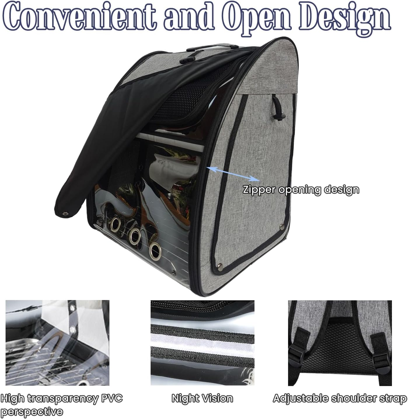 PAWFECTJEE Portable Bird Carrier Backpack - Ideal Bird Travel Carrier for Parrot, Finch, Sparrow - Bird Backpack with Portable Cage image number 4