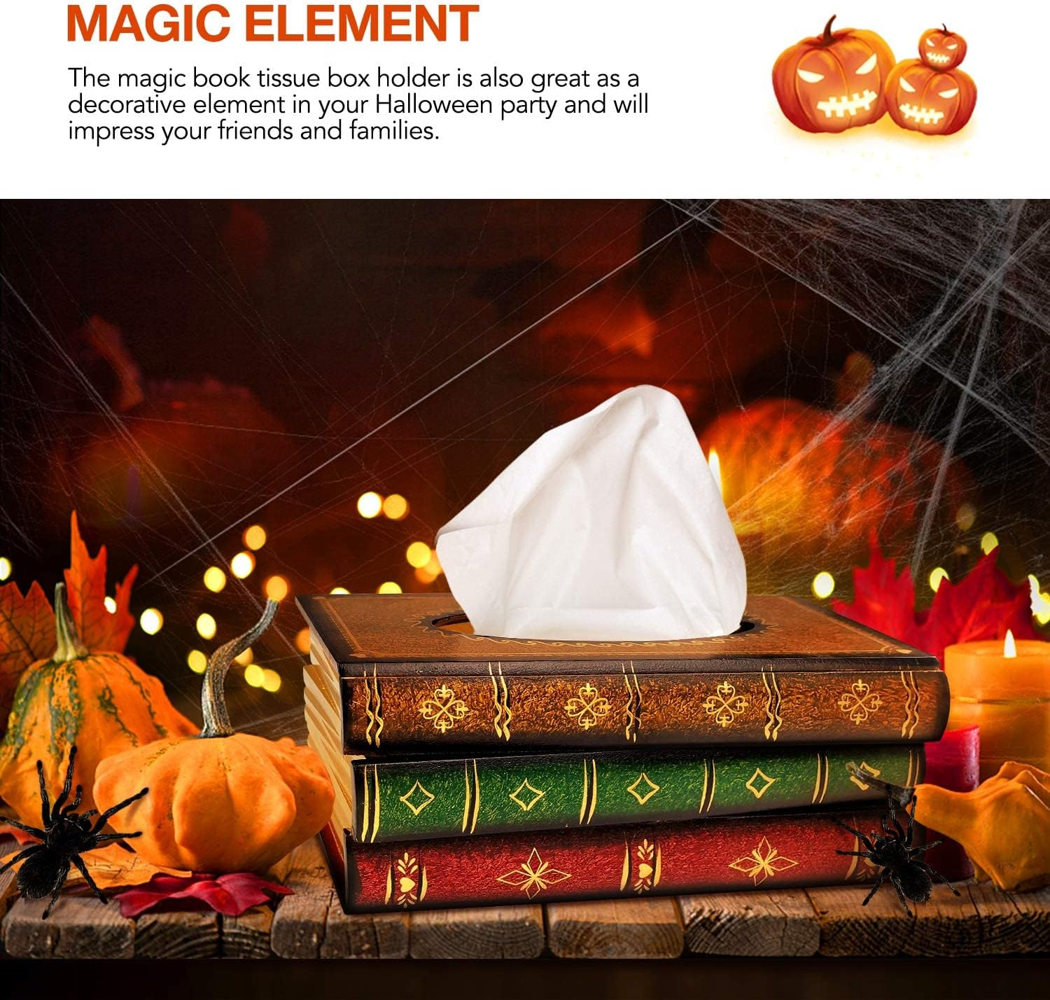 Vintage Wooden Antique Book Tissue Holder Dispenser/Novelty Napkin Paper Holder Box Cover for Book Reader Lover at Home/Office/Car Automotive Decoration image number 3