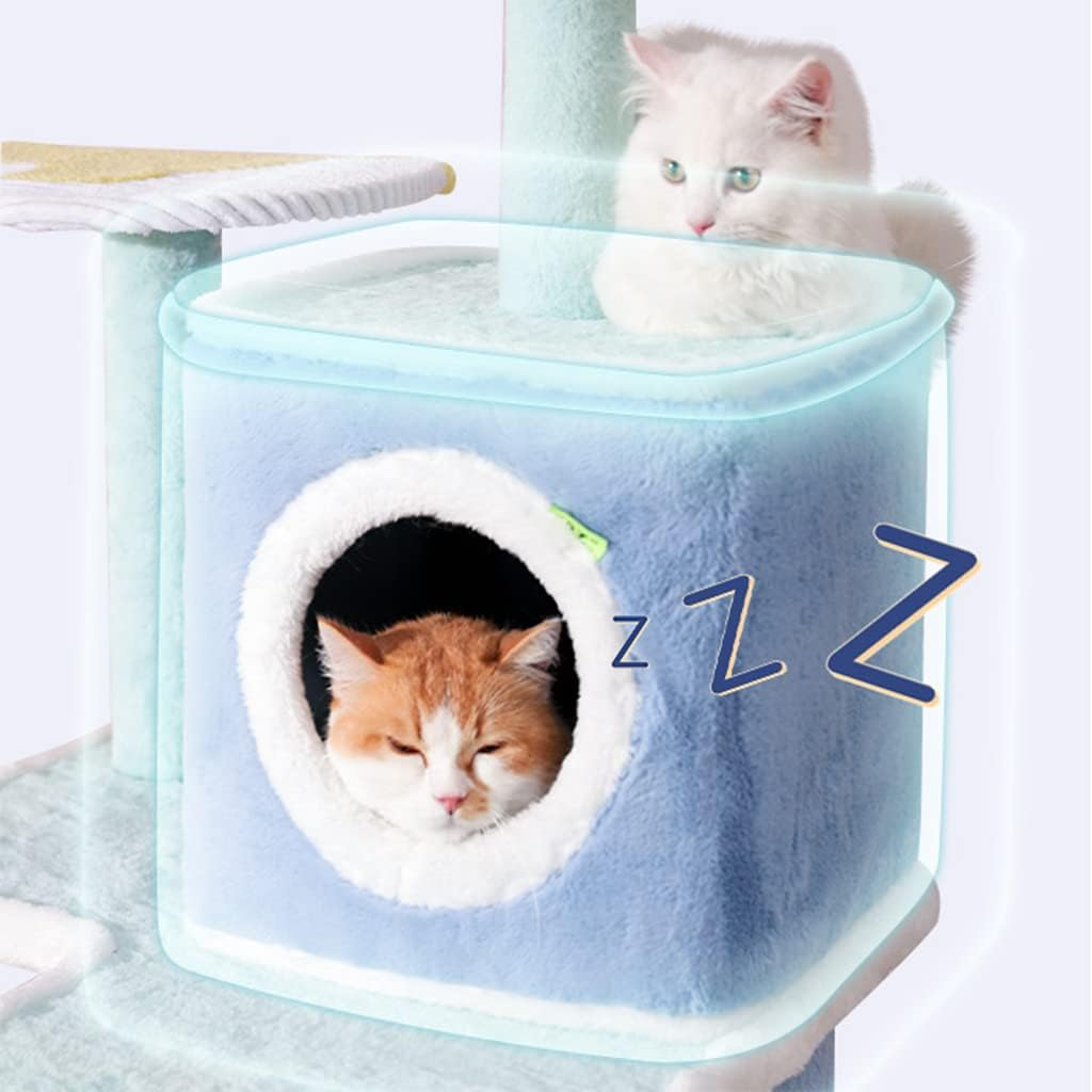 Colorful Cat Furniture, Multi-Level Cat Condo with Hammock and Scratching Posts for Kittens, Tall Cat Tree Toys for Rest image number 1