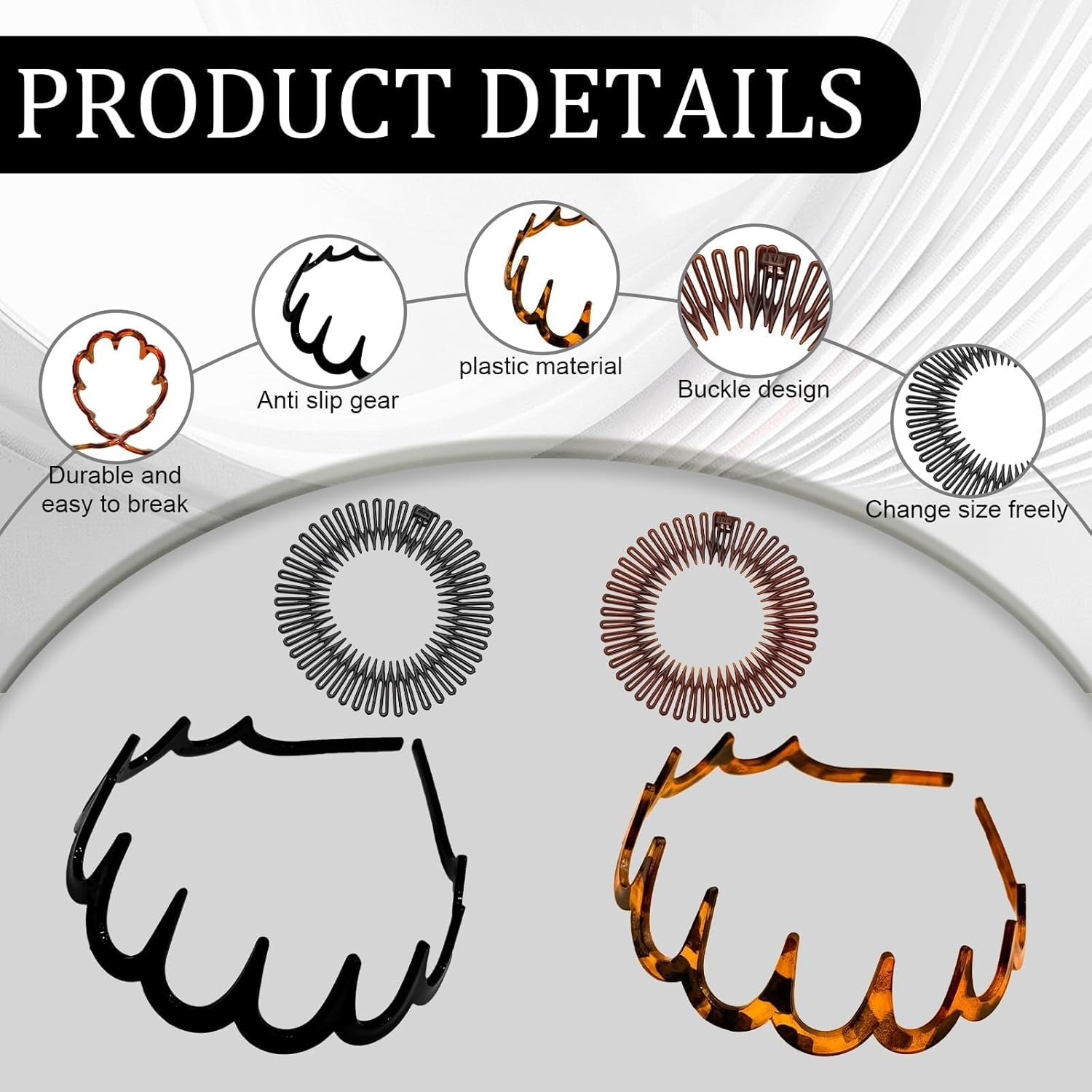 Pack of 4 Zigzag Headbands, with Full Circular Stretch, Non-Slip Headbands, Hair Band Zags, Make up Headband, Women'S Hairstyle Aid for Sports, Fitness, Daily Use - Color1 image number 4