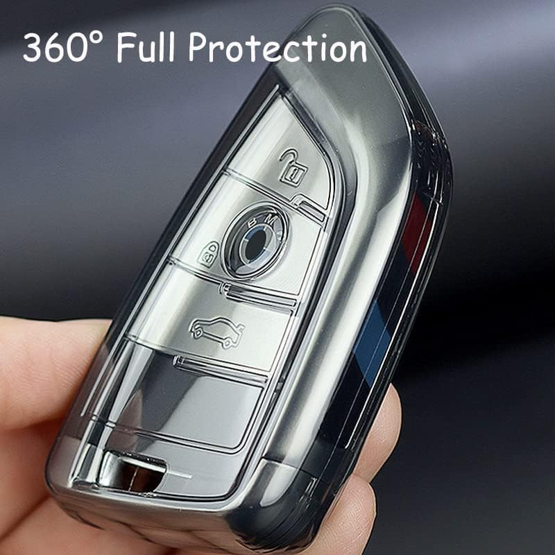 IUIU Key Fob Cover Smoked Color, Black Fob Protector, Premium TPU Case Compatible with BMW 1 2 3 5 6 Series, X1 X2 X3 X5 X6 X7 image number 2