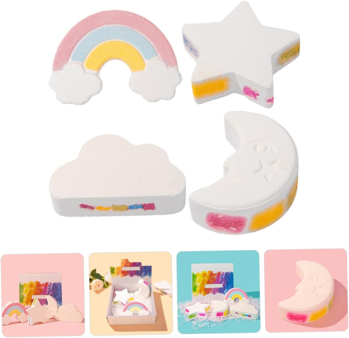 HAPINARY 4Pcs Rainbow Bath Salt Moisturizing Bathing for Relaxation and Skin Care for Women Natural Exfoliating Bathing image number 1