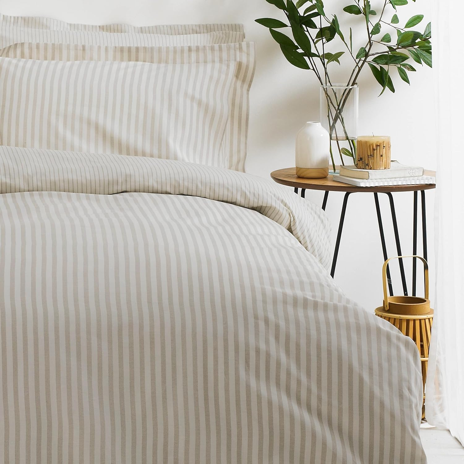 The Linen Yard Hebden Striped Cotton Duvet Cover Set image number 3