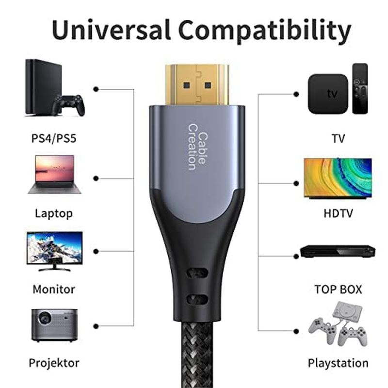 HDMI Cable 4K@60Hz 10 Ft, Cablecreation HDMI Cable, High-Speed 18Gbps, 4K HDR, 3D, 2160P, 1080P, Ethernet Support, Compatible with UHD TV, PS5/PS4, Xbox One, Blu-Ray, PC, Projector and More