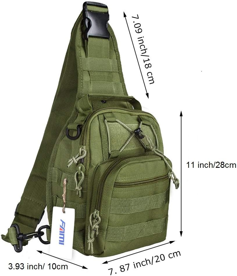 FAMI Outdoor Tactical Backpack,Tactical Sling Backpack,Tactical Shoulder Bag,Chest Pack,Crossbody Bag,Daypack, Outdoor Sport Pack for Camping,Hunting, Hiking, Trekking,Cycling - Army Green 2 Packs image number 6