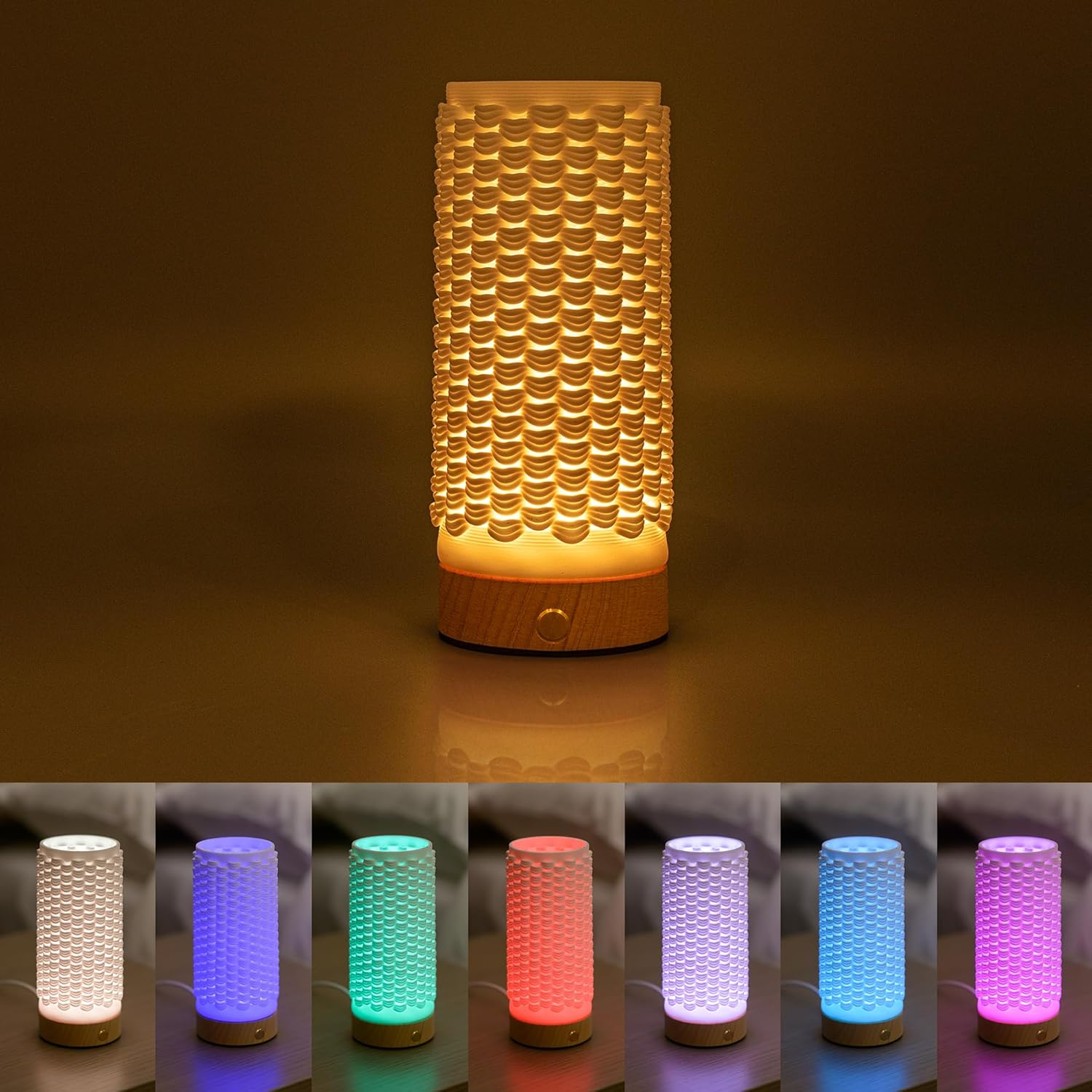 Ballarart CO Ceramic Table Bedside Lamp, Valentines Day Gifts for Couple, Romantic Gift Lamp Light, Mood Lamp with 8 Colour Changing Night Light for Bedroom Living Room Decor image number 3